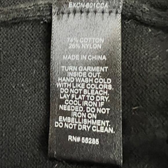 Express Womens Lightweight Sweater Medium Black Sequined Front - Picture 5 of 5